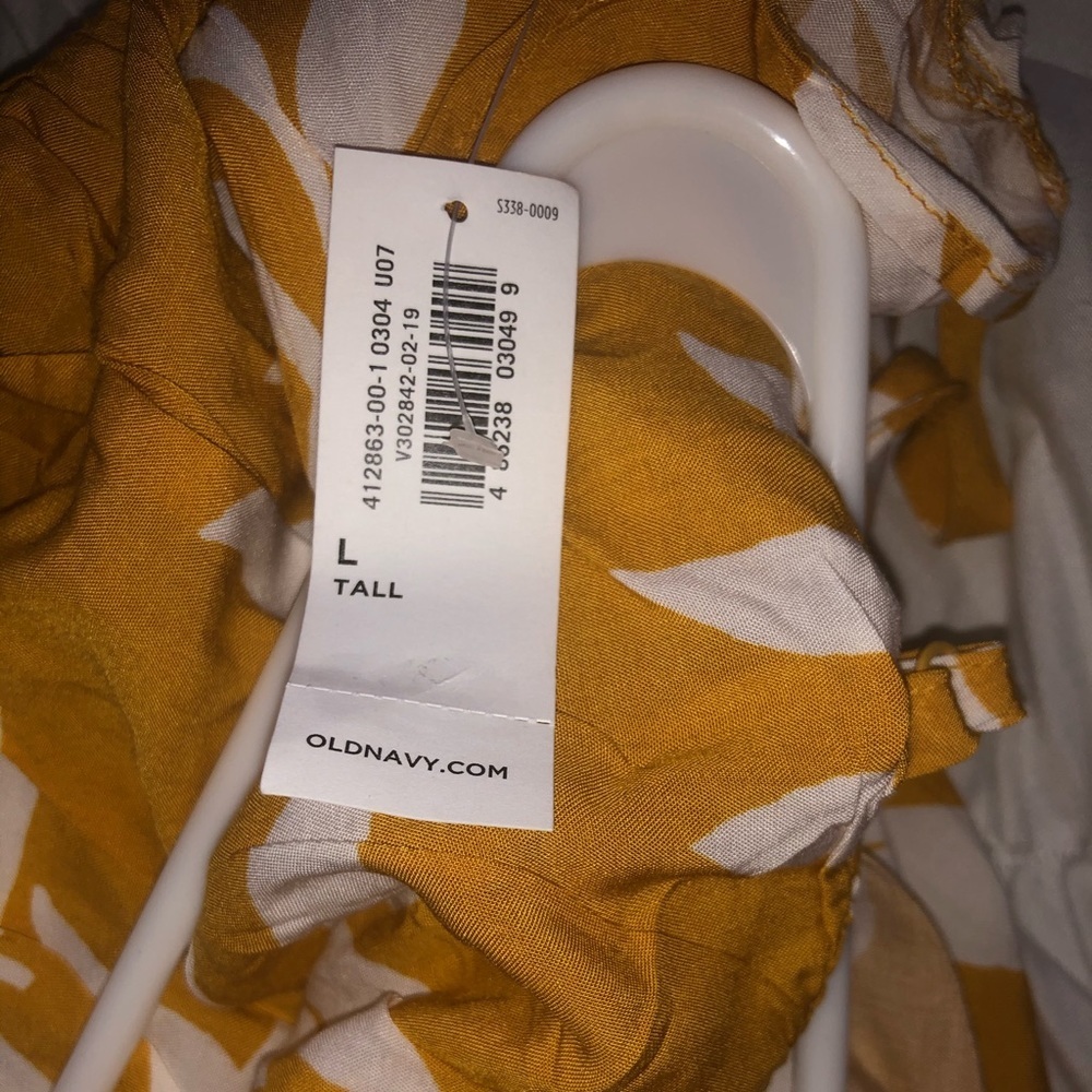 NWT Old Navy Mustard Yellow Tropical Tiered Maxi Dress size large tall - Picture 12 of 16